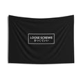 Loose Screws Wall Tapestry — Minimalist Black Japanese Text Bedroom Decor